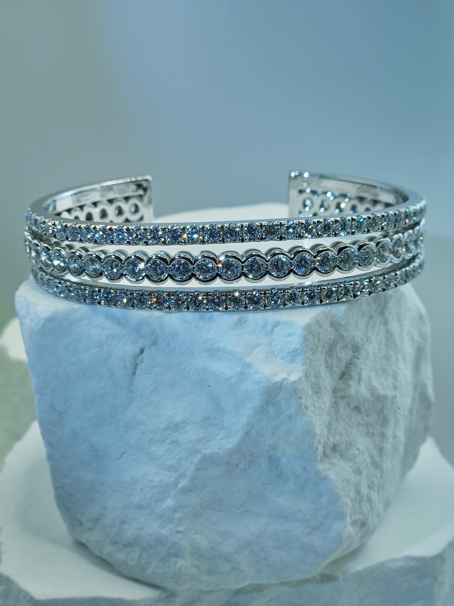 The Prestige - 14+ carat Three Row Diamond Bangle